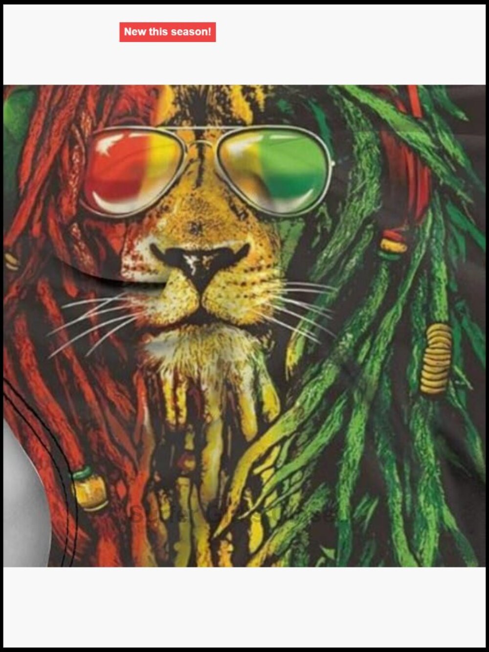 Rasta Lion Print One-Piece Swimsuit High Leg Retro Bathing Suit - Picture 5 of 6